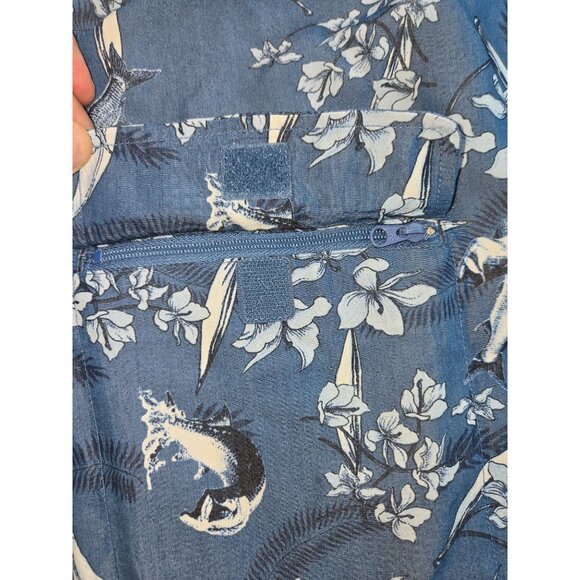 ExOfficio Mens Hawaiian Shirt XXL Blue Floral & Fish Pattern - Picture 7 of 9